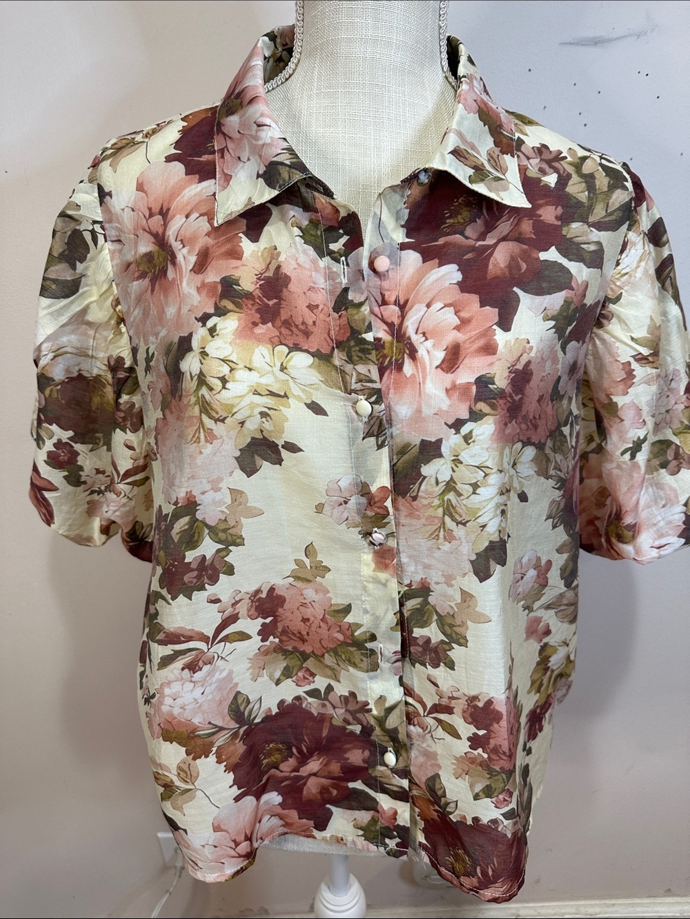 Bailey 44 Floral Button-Down Shirt - Pink, Cream & Brown